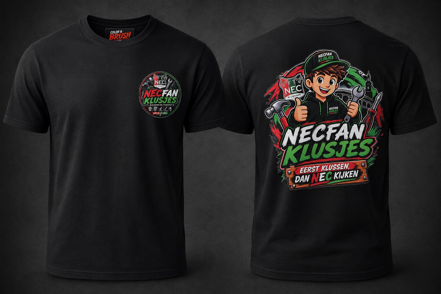 T-shirt met opvallend persoonlijk full-back ontwerp